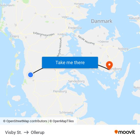 Visby St. to Ollerup map