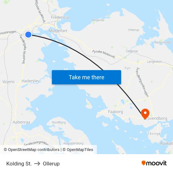 Kolding St. to Ollerup map