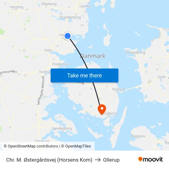 Chr. M. Østergårdsvej (Horsens Kom) to Ollerup map
