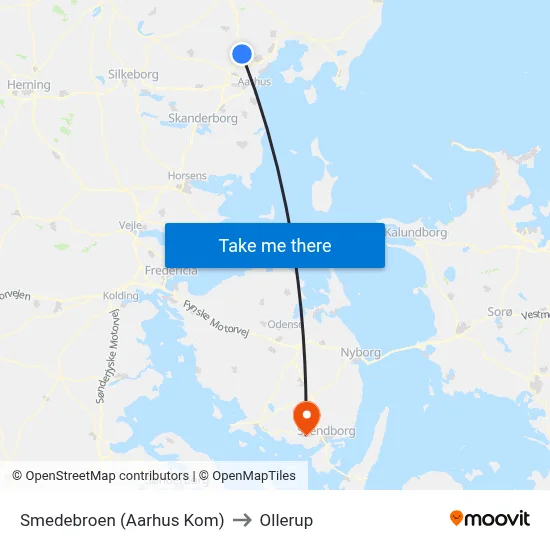 Smedebroen (Aarhus Kom) to Ollerup map