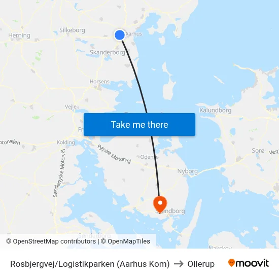 Rosbjergvej/Logistikparken (Aarhus Kom) to Ollerup map