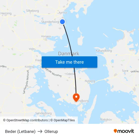 Beder (Letbane) to Ollerup map
