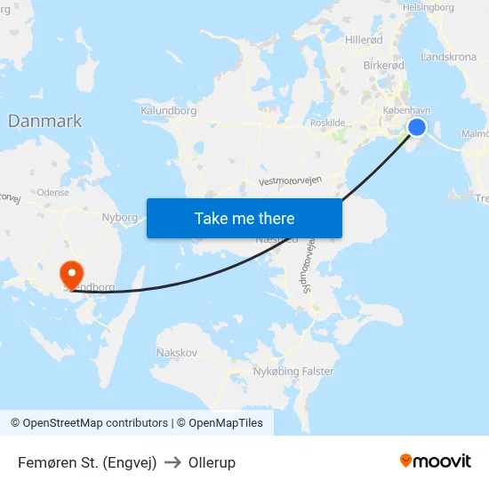 Femøren St. (Engvej) to Ollerup map