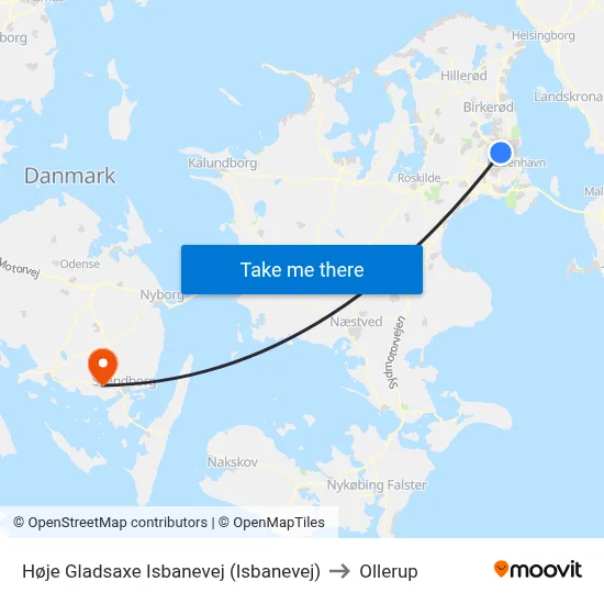 Høje Gladsaxe Isbanevej (Isbanevej) to Ollerup map