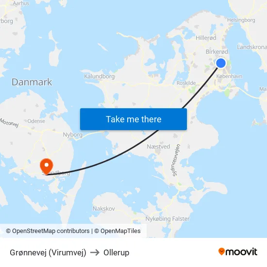Grønnevej (Virumvej) to Ollerup map