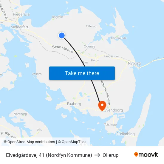 Elvedgårdsvej 41 (Nordfyn Kommune) to Ollerup map