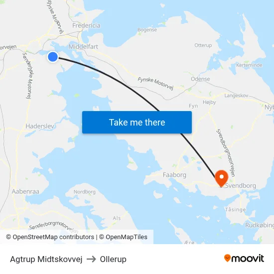Agtrup Midtskovvej to Ollerup map