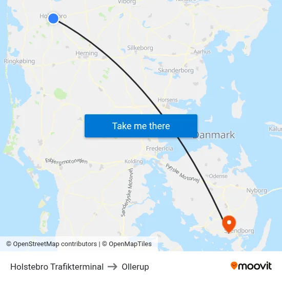 Holstebro Trafikterminal to Ollerup map