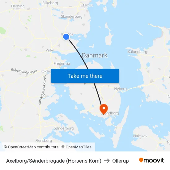 Axelborg/Sønderbrogade (Horsens Kom) to Ollerup map