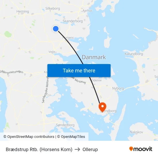 Brædstrup Rtb. (Horsens Kom) to Ollerup map