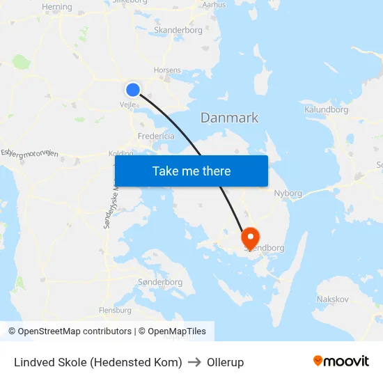 Lindved Skole (Hedensted Kom) to Ollerup map