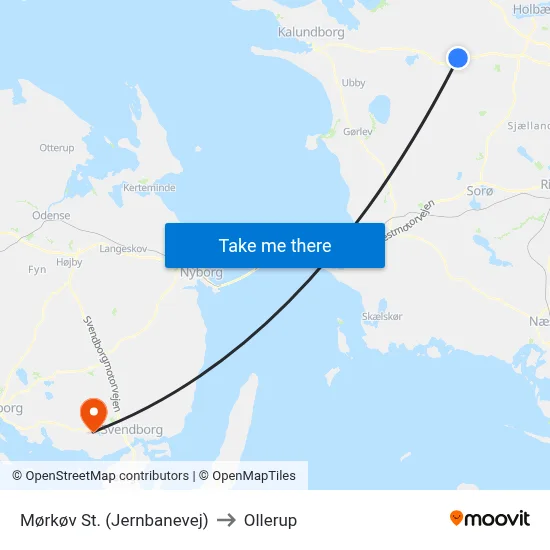Mørkøv St. (Jernbanevej) to Ollerup map