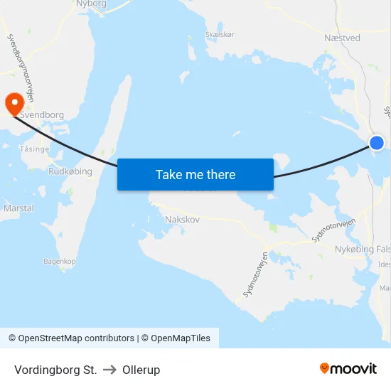 Vordingborg St. to Ollerup map