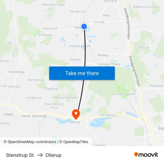 Stenstrup St. to Ollerup map