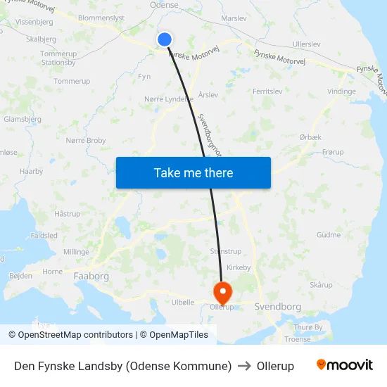 Den Fynske Landsby (Odense Kommune) to Ollerup map