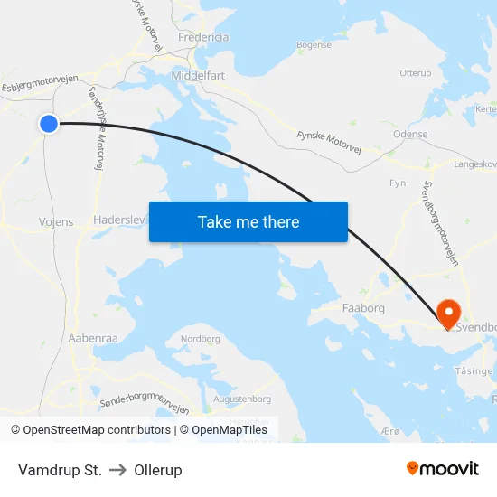 Vamdrup St. to Ollerup map