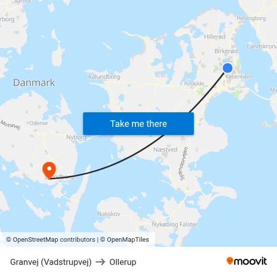 Granvej (Vadstrupvej) to Ollerup map