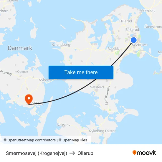 Smørmosevej (Krogshøjvej) to Ollerup map