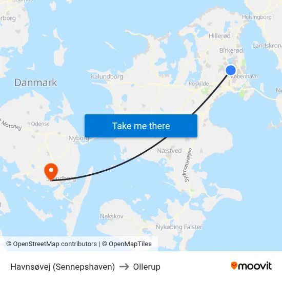 Havnsøvej (Sennepshaven) to Ollerup map