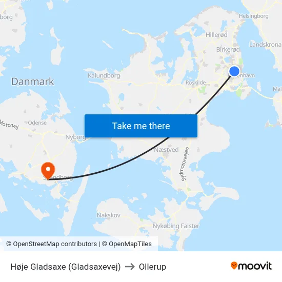 Høje Gladsaxe (Gladsaxevej) to Ollerup map
