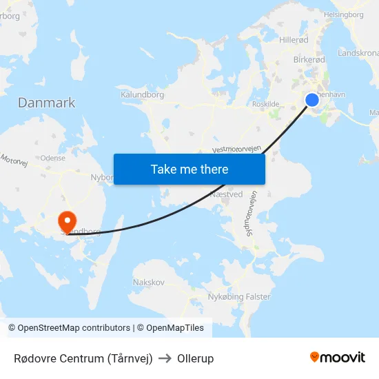 Rødovre Centrum (Tårnvej) to Ollerup map