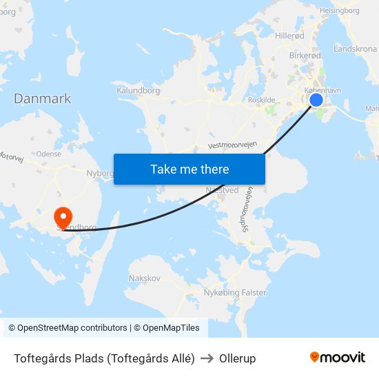 Toftegårds Plads (Toftegårds Allé) to Ollerup map