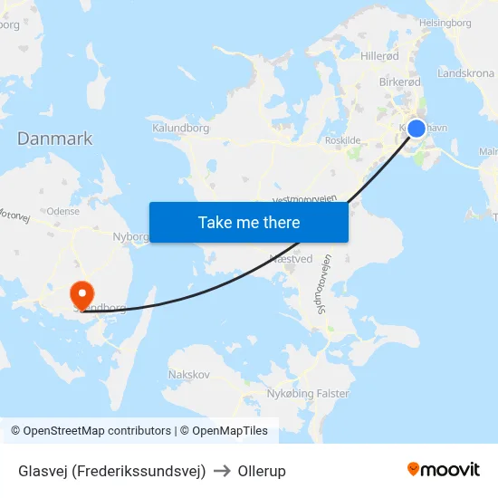 Glasvej (Frederikssundsvej) to Ollerup map