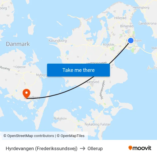 Hyrdevangen (Frederikssundsvej) to Ollerup map