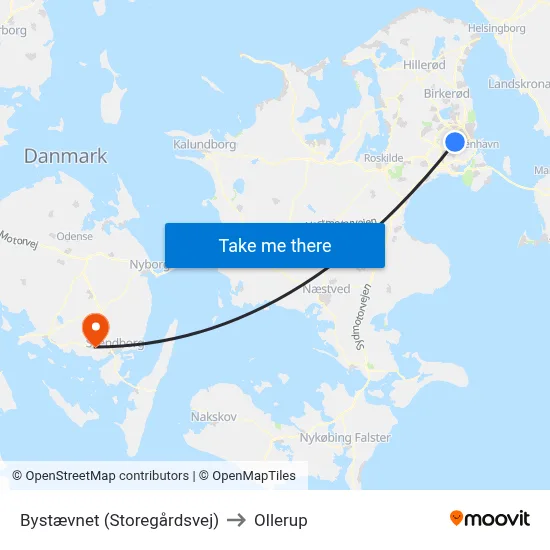 Bystævnet (Storegårdsvej) to Ollerup map