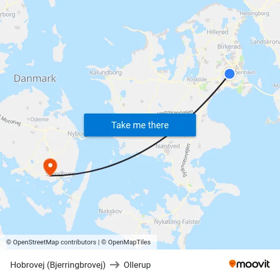 Hobrovej (Bjerringbrovej) to Ollerup map
