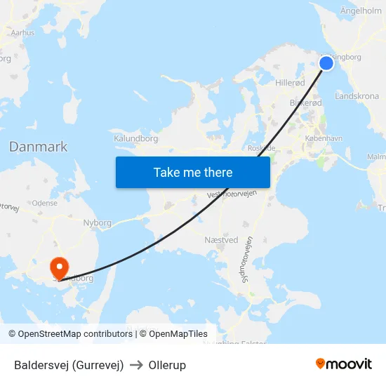 Baldersvej (Gurrevej) to Ollerup map