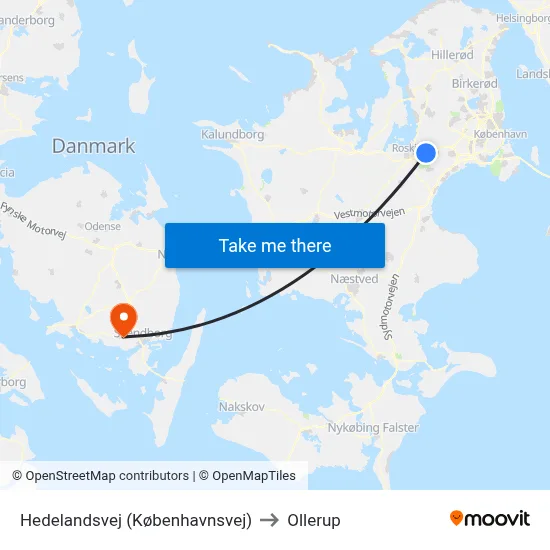Hedelandsvej (Københavnsvej) to Ollerup map