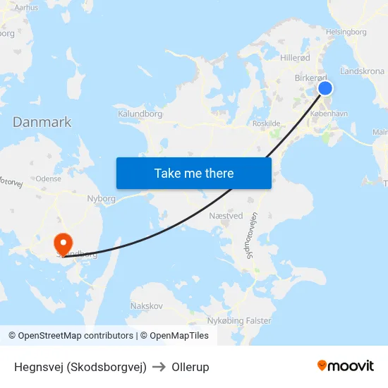 Hegnsvej (Skodsborgvej) to Ollerup map