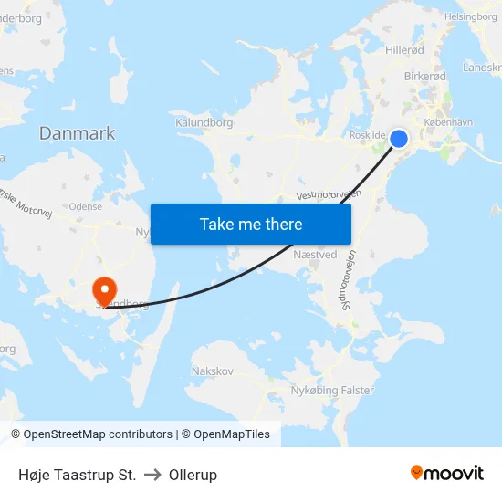 Høje Taastrup St. to Ollerup map
