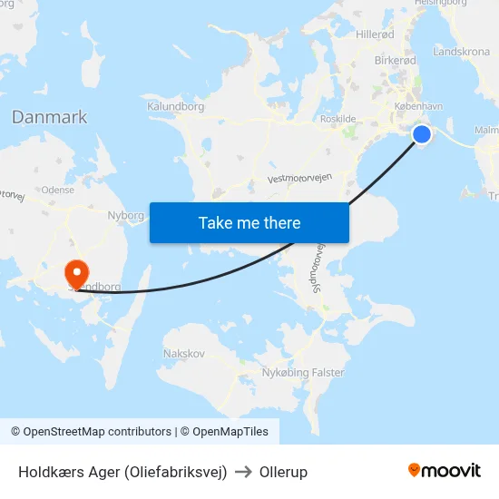 Holdkærs Ager (Oliefabriksvej) to Ollerup map