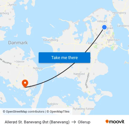 Allerød St. Banevang Øst (Banevang) to Ollerup map