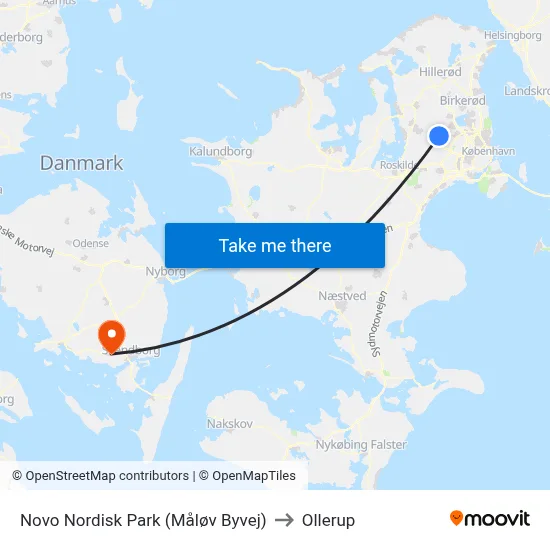 Novo Nordisk Park (Måløv Byvej) to Ollerup map