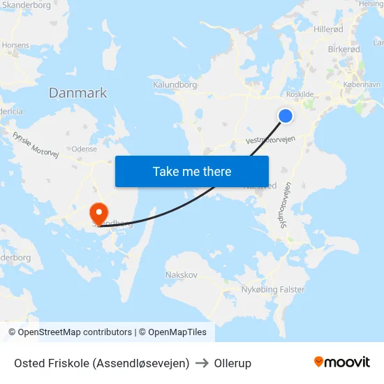 Osted Friskole (Assendløsevejen) to Ollerup map