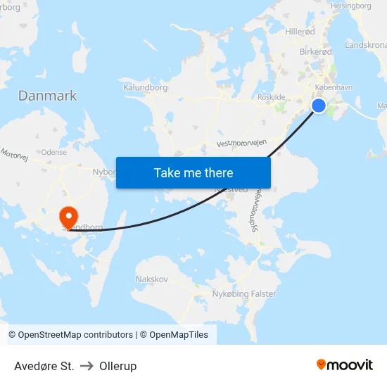 Avedøre St. to Ollerup map