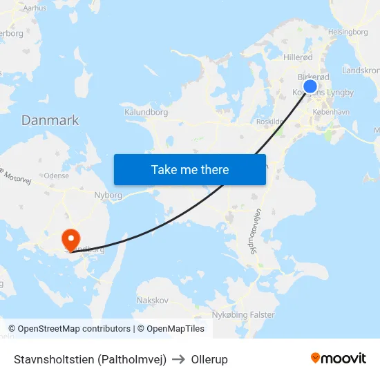 Stavnsholtstien (Paltholmvej) to Ollerup map