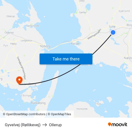 Gyvelvej (Røllikevej) to Ollerup map