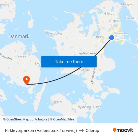 Firkløverparken (Vallensbæk Torvevej) to Ollerup map