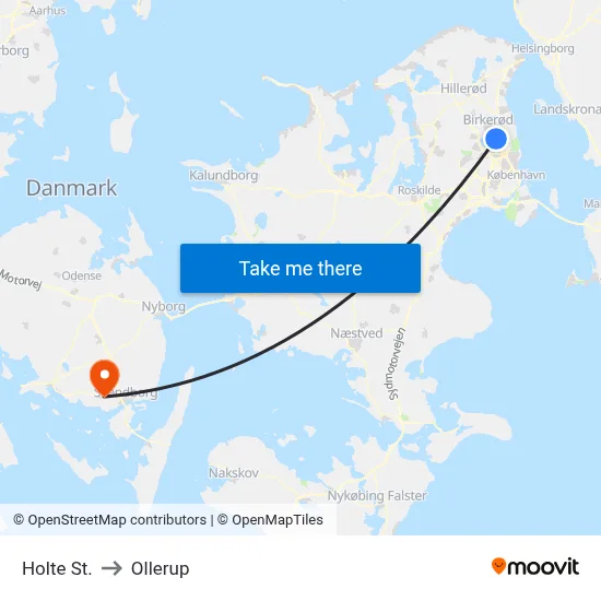 Holte St. to Ollerup map