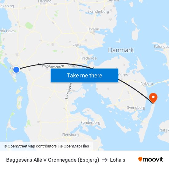 Baggesens Allé V Grønnegade (Esbjerg) to Lohals map