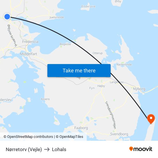 Nørretorv (Vejle) to Lohals map