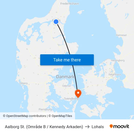Aalborg St. (Område B / Kennedy Arkaden) to Lohals map