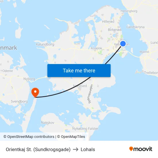 Orientkaj St. (Sundkrogsgade) to Lohals map