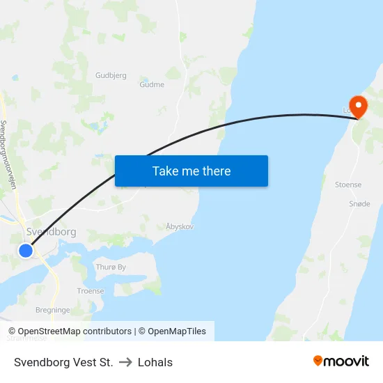 Svendborg Vest St. to Lohals map