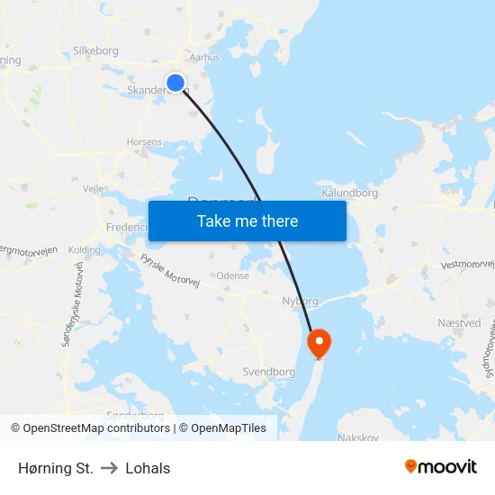 Hørning St. to Lohals map