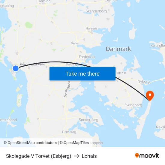 Skolegade V Torvet (Esbjerg) to Lohals map